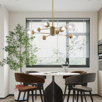 Lighting Mid Century Sputnik Chandelier 6-Light E27 Milk