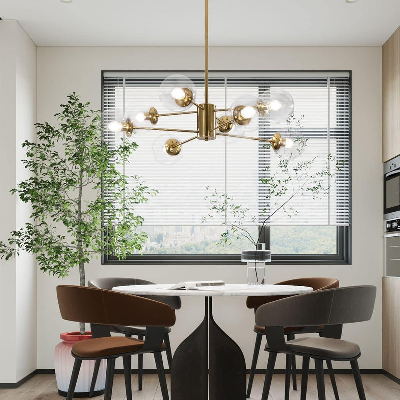 Lighting Mid Century Sputnik Chandelier 6-Light E27 Milk