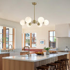 Lighting Mid Century Sputnik Chandelier 6-Light E27 Milk