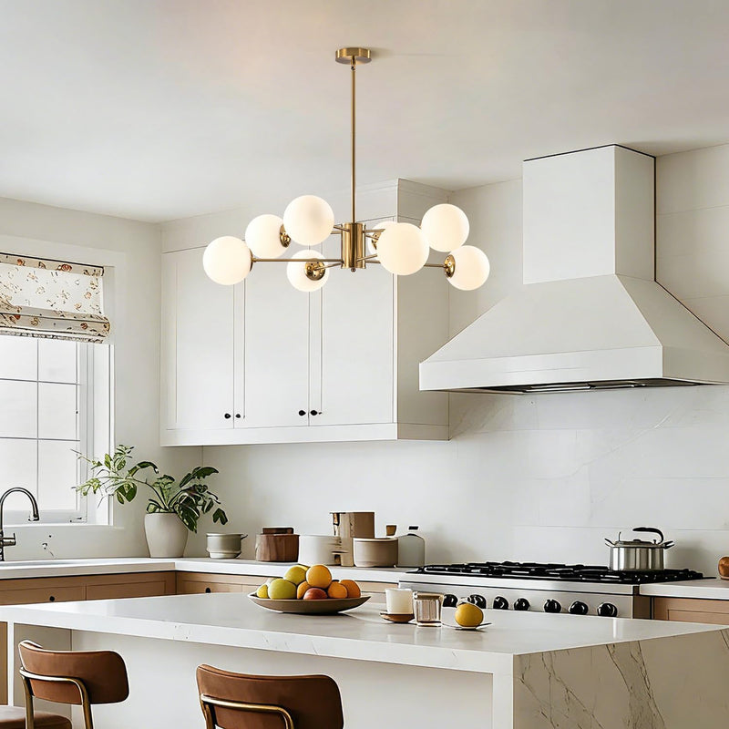 Lighting Mid Century Sputnik Chandelier 6-Light E27 Milk