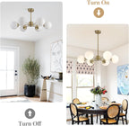 Lighting Mid Century Sputnik Chandelier 6-Light E27 Milk