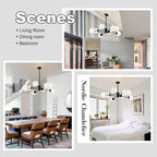 Lighting Mid Century Sputnik Chandelier 6-Light E27 Milk