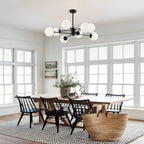 Lighting Mid Century Sputnik Chandelier 6-Light E27 Milk