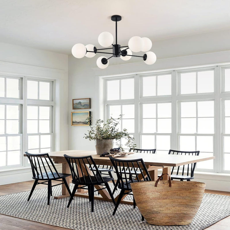 Lighting Mid Century Sputnik Chandelier 6-Light E27 Milk