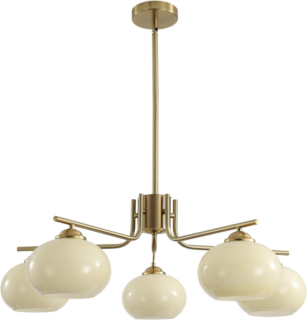 Lighting Modern Brushed 5-Light Glass Globe Chandelier