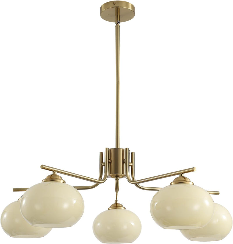 Lighting Modern Brushed 5-Light Glass Globe Chandelier