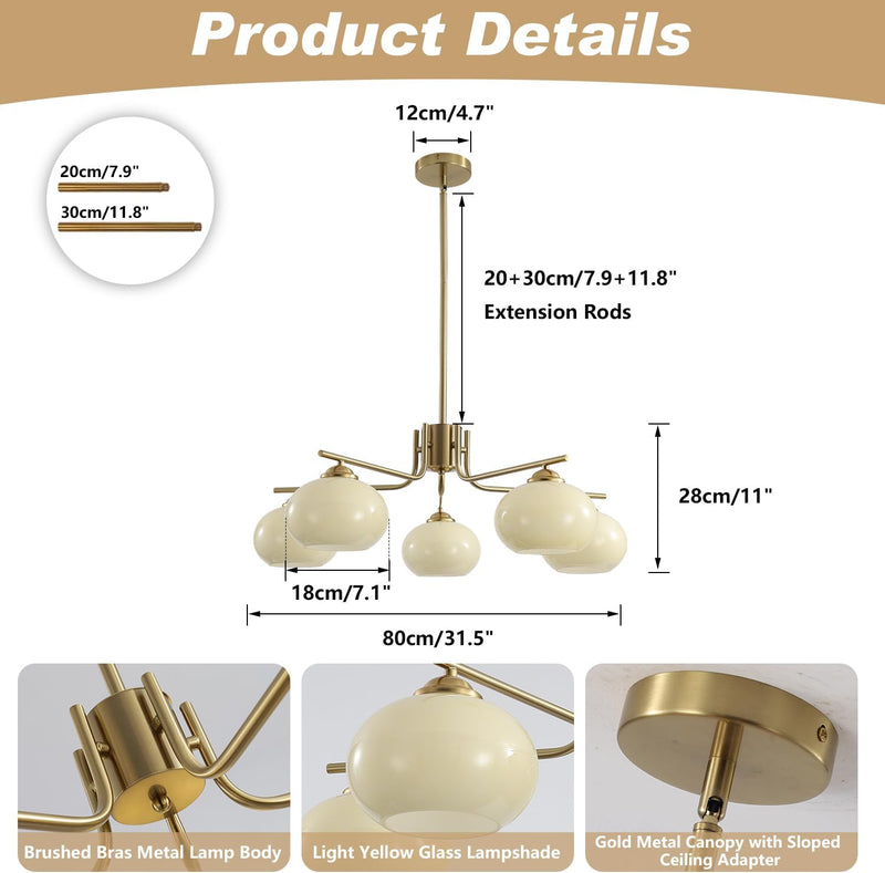 Lighting Modern Brushed 5-Light Glass Globe Chandelier