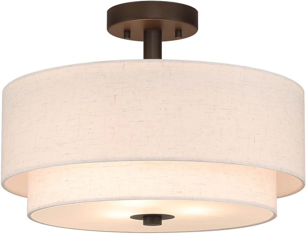 Semi Flush Ceiling Light with 2 Tiers Linen