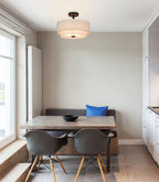 Semi Flush Ceiling Light with 2 Tiers Linen
