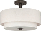 Semi Flush Ceiling Light with 2 Tiers Linen