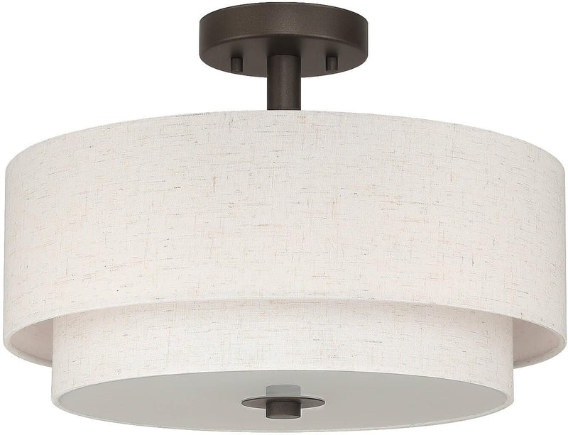 Semi Flush Ceiling Light with 2 Tiers Linen