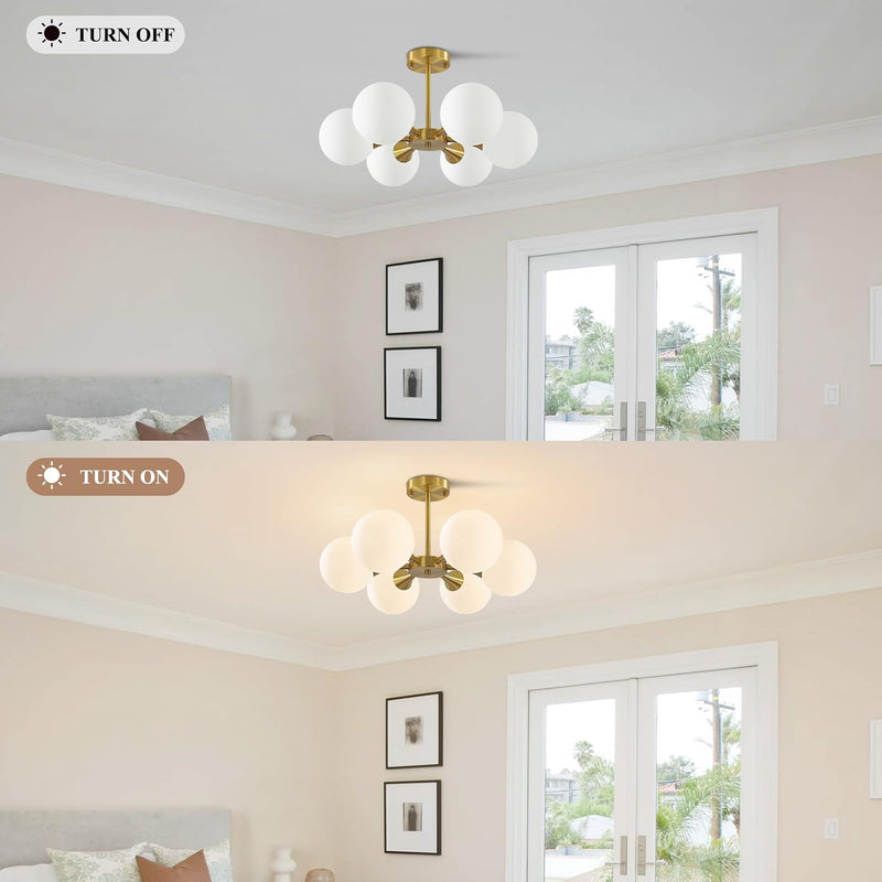 Lighting Sputnik Ceiling Light 6-Lights E27 Milk Glass
