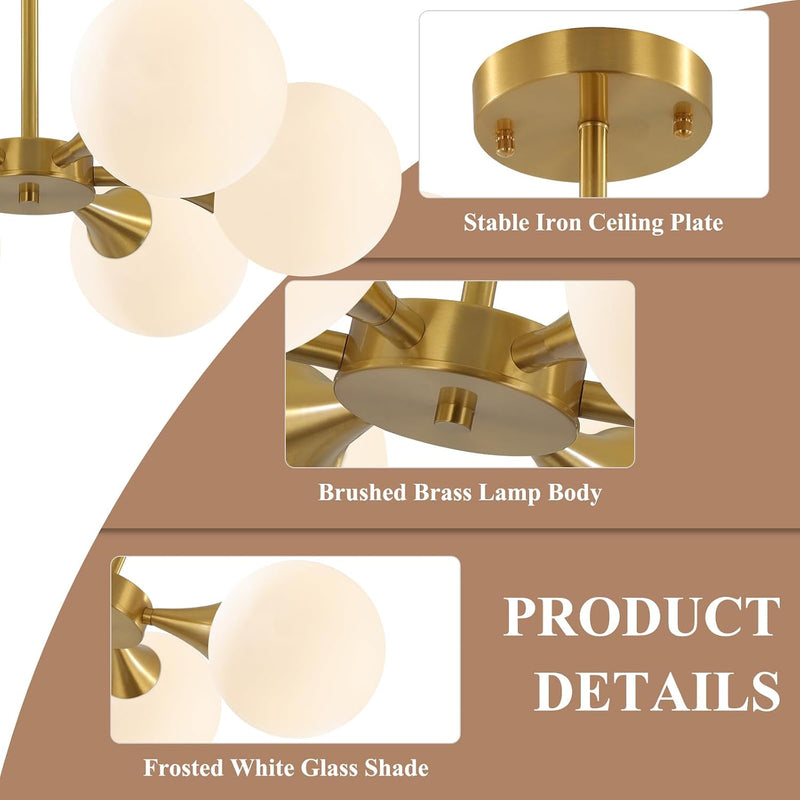 Lighting Sputnik Ceiling Light 6-Lights E27 Milk Glass