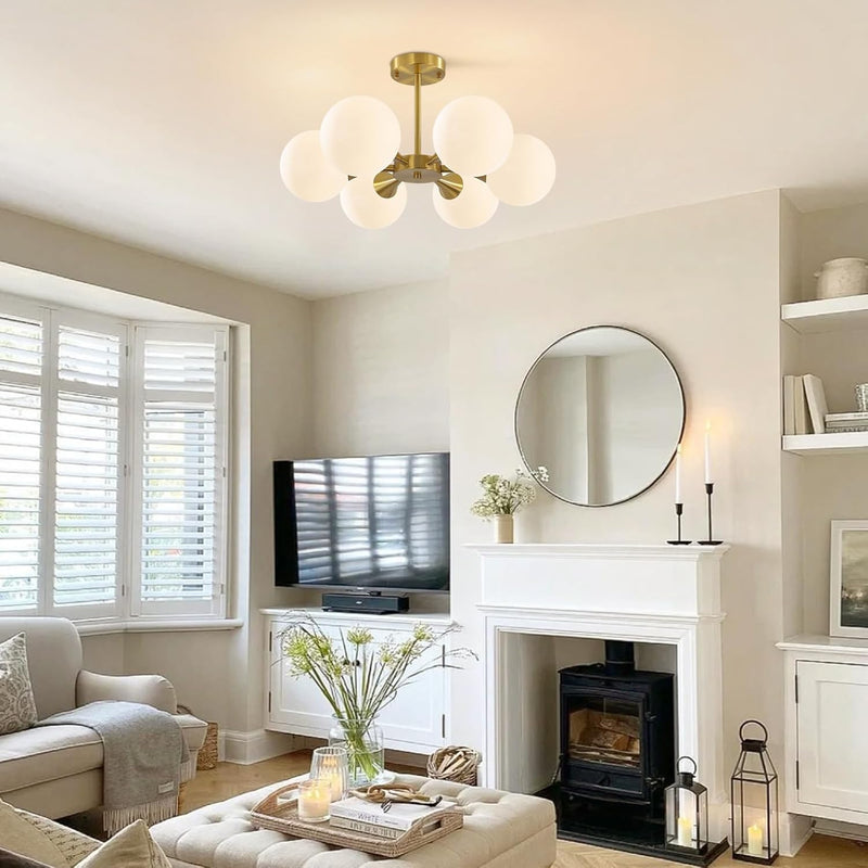 Lighting Sputnik Ceiling Light 6-Lights E27 Milk Glass