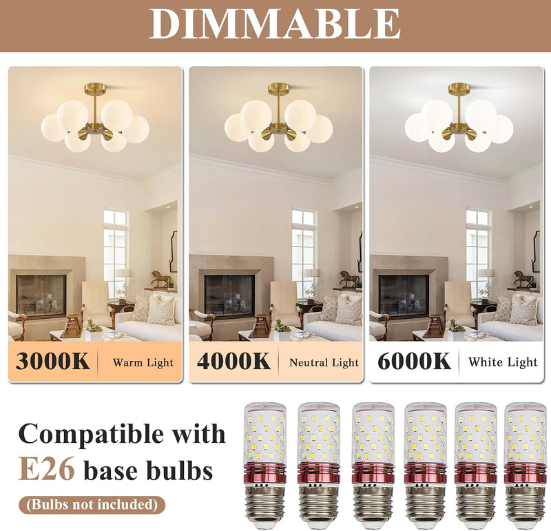 Lighting Sputnik Ceiling Light 6-Lights E27 Milk Glass