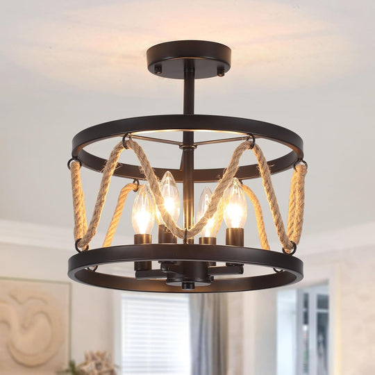Ceiling Lights Living Room 4-Light Chandeliers Light Rustic