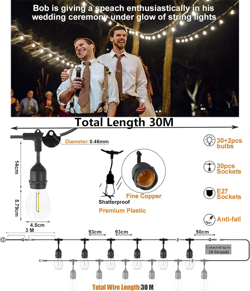 Lights Outdoor 40m Mains with 43 LED 2700K
