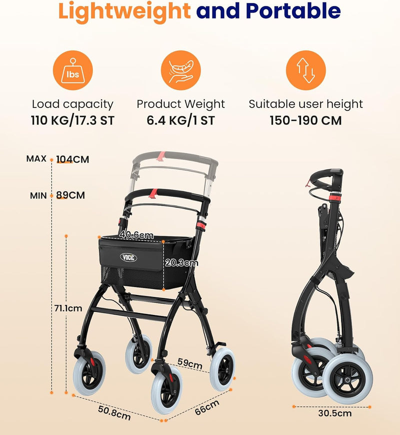 Lightweight Indoor Walking Frame for Home Foldable Zimmer