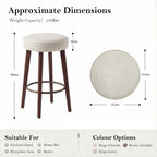 Linen Bar Stools 68CM Counter Height Upholstered Kitchen (Set of 2)