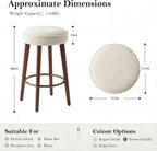 Linen Bar Stools 68CM Counter Height Upholstered Kitchen (Set of 2)