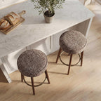 Linen Bar Stools 68CM Counter Height Upholstered Kitchen (Set of 2)