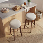 Linen Bar Stools 68CM Counter Height Upholstered Kitchen (Set of 2)