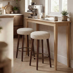 Linen Bar Stools 68CM Counter Height Upholstered Kitchen (Set of 2)
