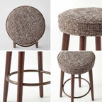 Linen Bar Stools 68CM Counter Height Upholstered Kitchen (Set of 2)