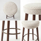 Linen Bar Stools 68CM Counter Height Upholstered Kitchen (Set of 2)