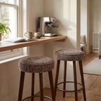 Linen Bar Stools 68CM Counter Height Upholstered Kitchen (Set of 2)