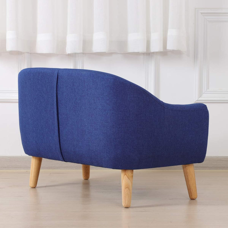 Linen Fabric Children Sofa Chair 2 Seater Wooden