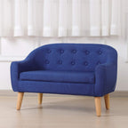Linen Fabric Children Sofa Chair 2 Seater Wooden