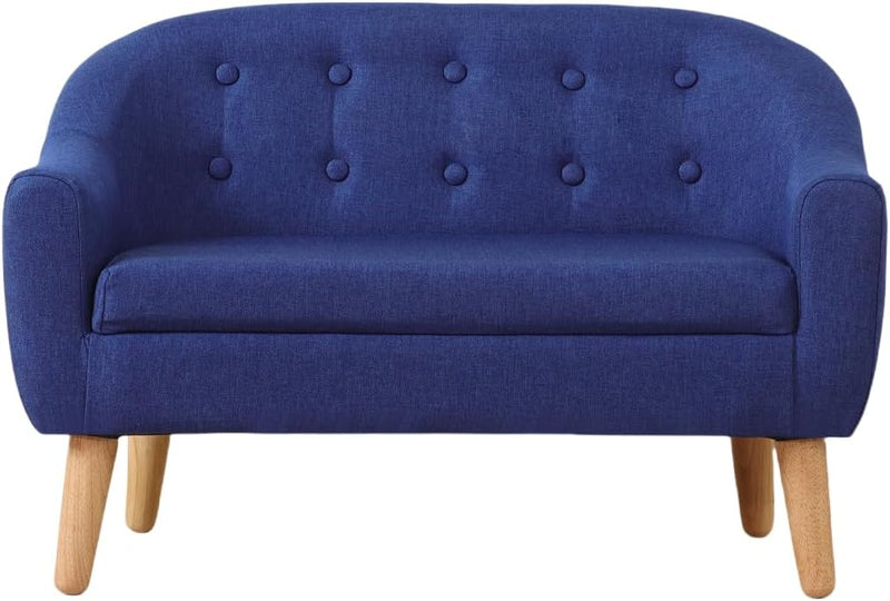 Linen Fabric Children Sofa Chair 2 Seater Wooden