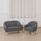Linen Fabric Children Sofa Chair 2 Seater Wooden