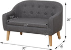 Linen Fabric Children Sofa Chair 2 Seater Wooden