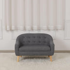 Linen Fabric Children Sofa Chair 2 Seater Wooden