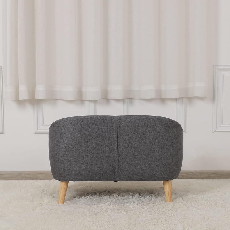 Linen Fabric Children Sofa Chair 2 Seater Wooden