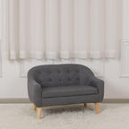 Linen Fabric Children Sofa Chair 2 Seater Wooden