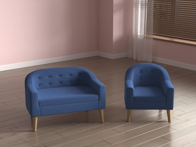 Linen Fabric Children Sofa Chair 2 Seater Wooden