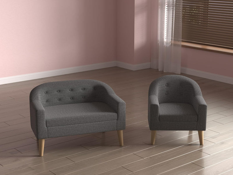 Linen Fabric Children Sofa Chair 2 Seater Wooden