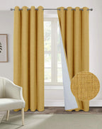 Linen Look 100% Blackout Eyelet Curtains Thermal Energe