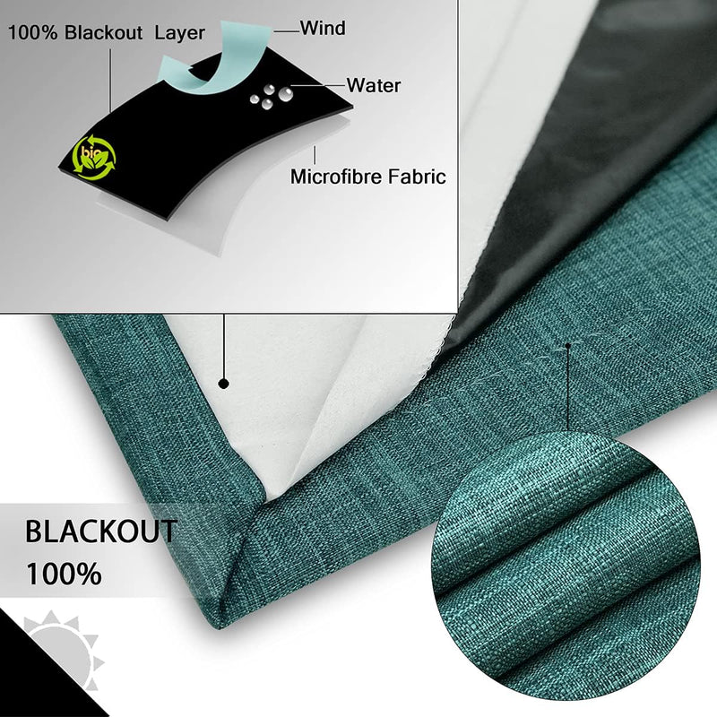 Linen Look 100% Blackout Eyelet Curtains Thermal Energe