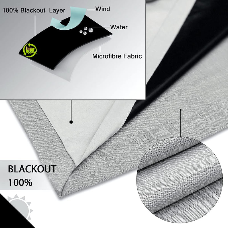 Linen Look 100% Blackout Eyelet Curtains Thermal Energe