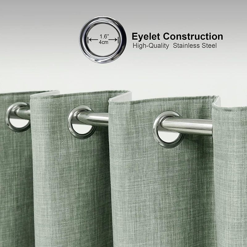 Linen Look 100% Blackout Eyelet Curtains Thermal Energe