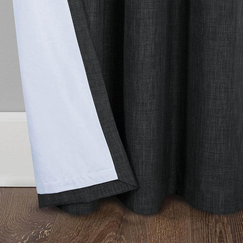 Linen Look 100% Blackout Eyelet Curtains Thermal Energe