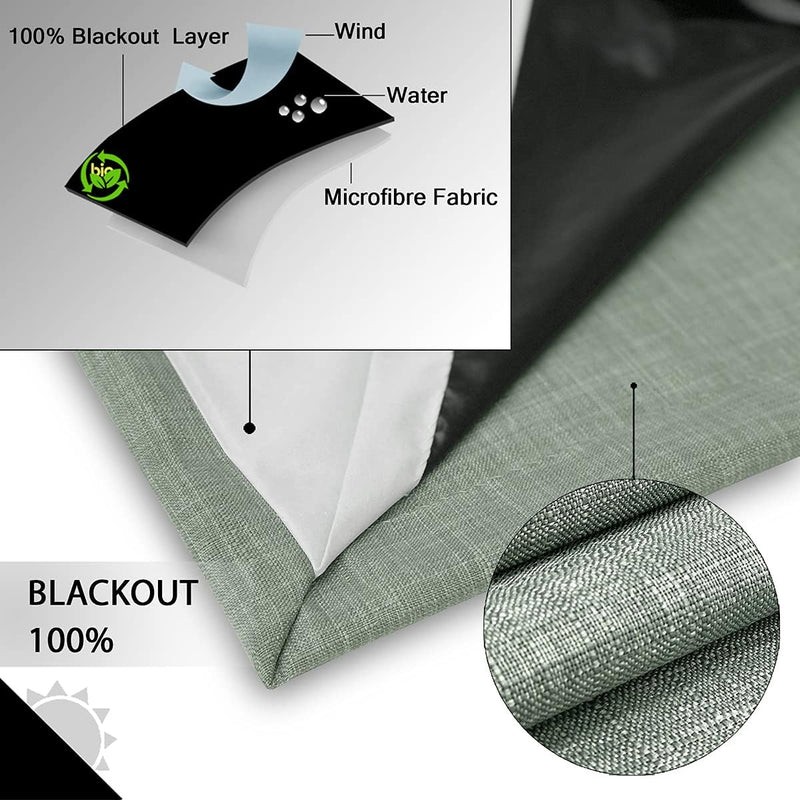 Linen Look 100% Blackout Eyelet Curtains Thermal Energe