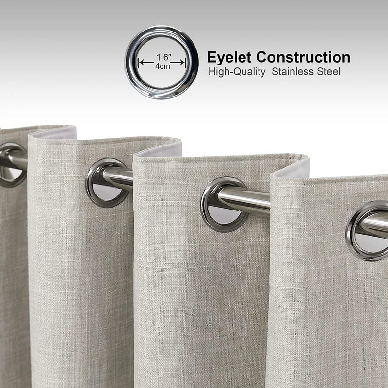 Linen Look 100% Blackout Eyelet Curtains Thermal Energe