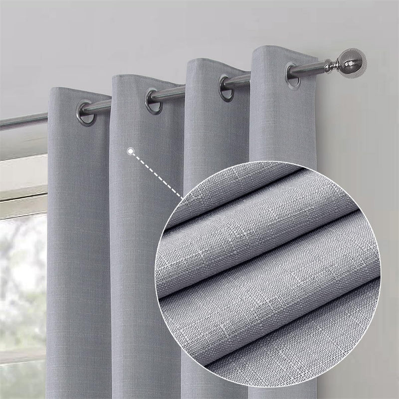 Linen Look 100% Blackout Eyelet Curtains Thermal Energe