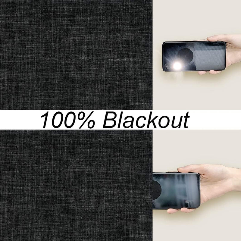 Linen Look 100% Blackout Eyelet Curtains Thermal Energe
