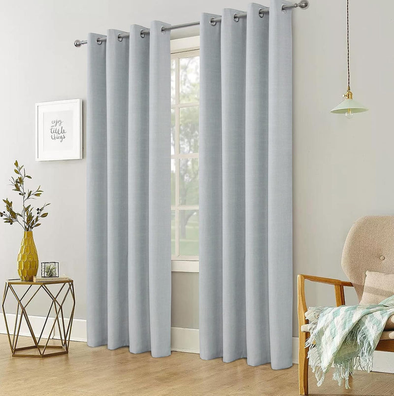 Linen Look 100% Blackout Eyelet Curtains Thermal Energe